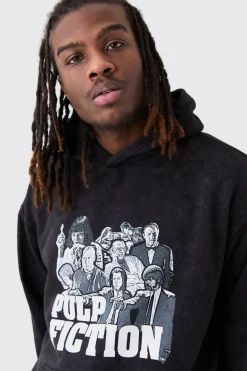 boohooMAN Oversized Pulp Fiction Wash License Hoodie | UK| Hoodies & Sweatshirts