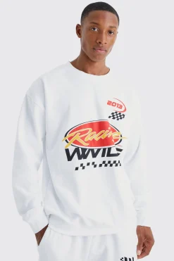 boohooMAN Oversized Racing Moto Sweat Tracksuit | UK| Tracksuits