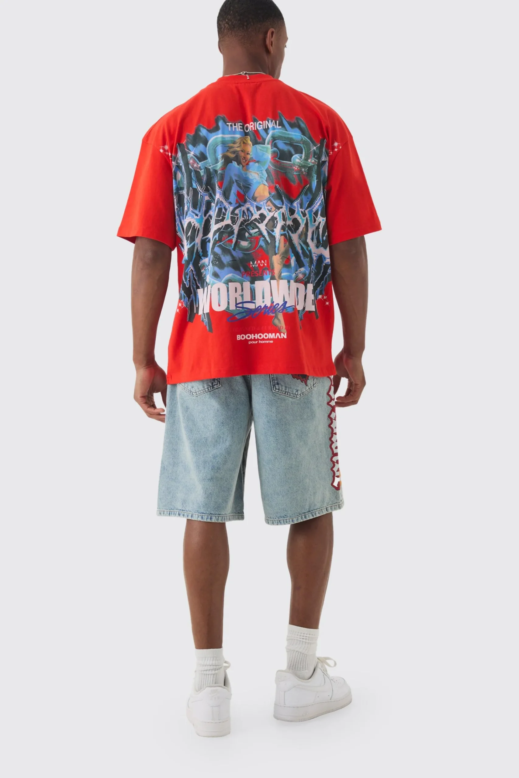 Oversized Racing Print T-shirt | UK^boohooMAN Online