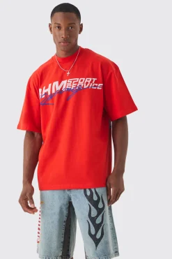 Oversized Racing Print T-shirt | UK^boohooMAN Online