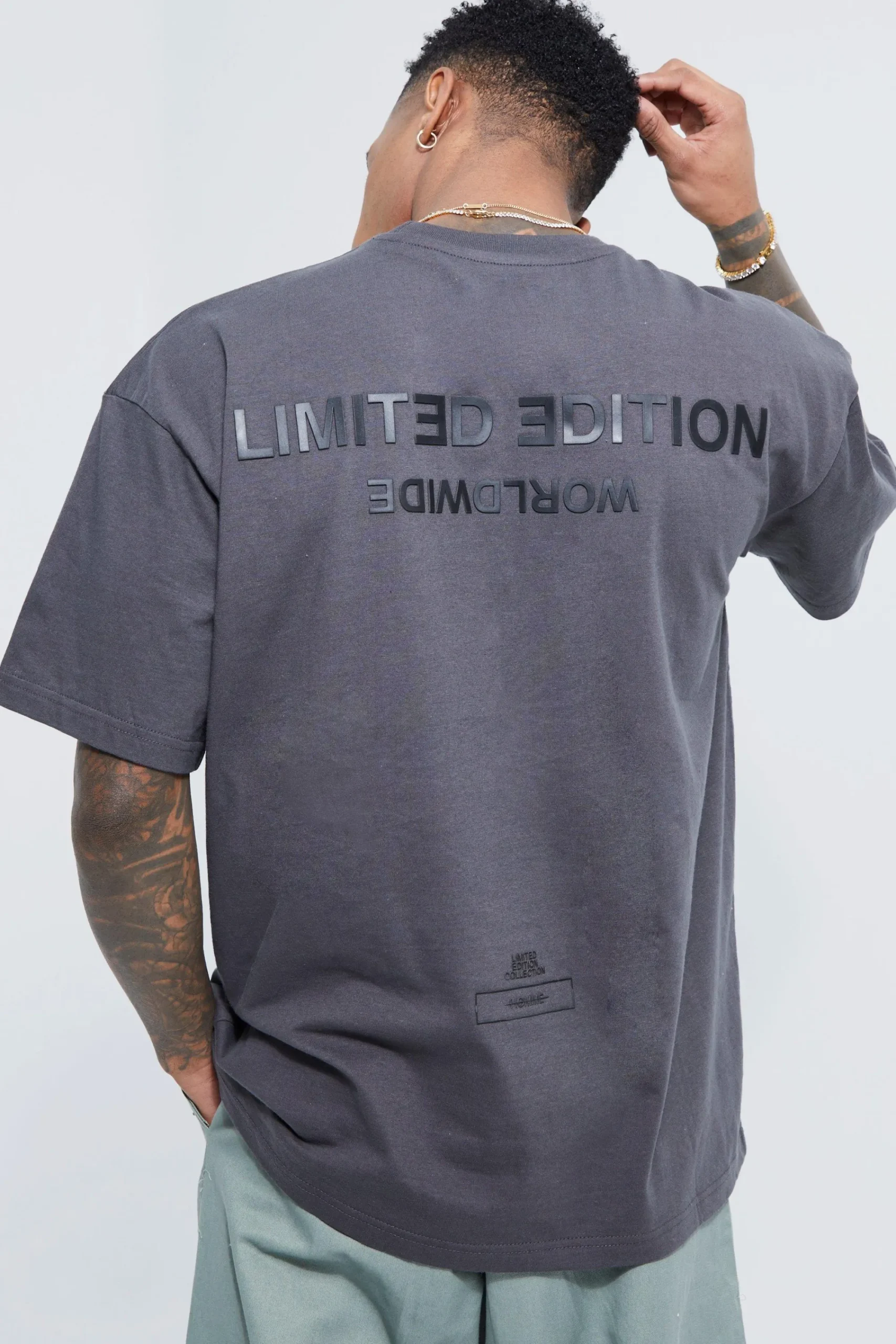 Oversized Raised Limited Text T-shirt | UK^boohooMAN New
