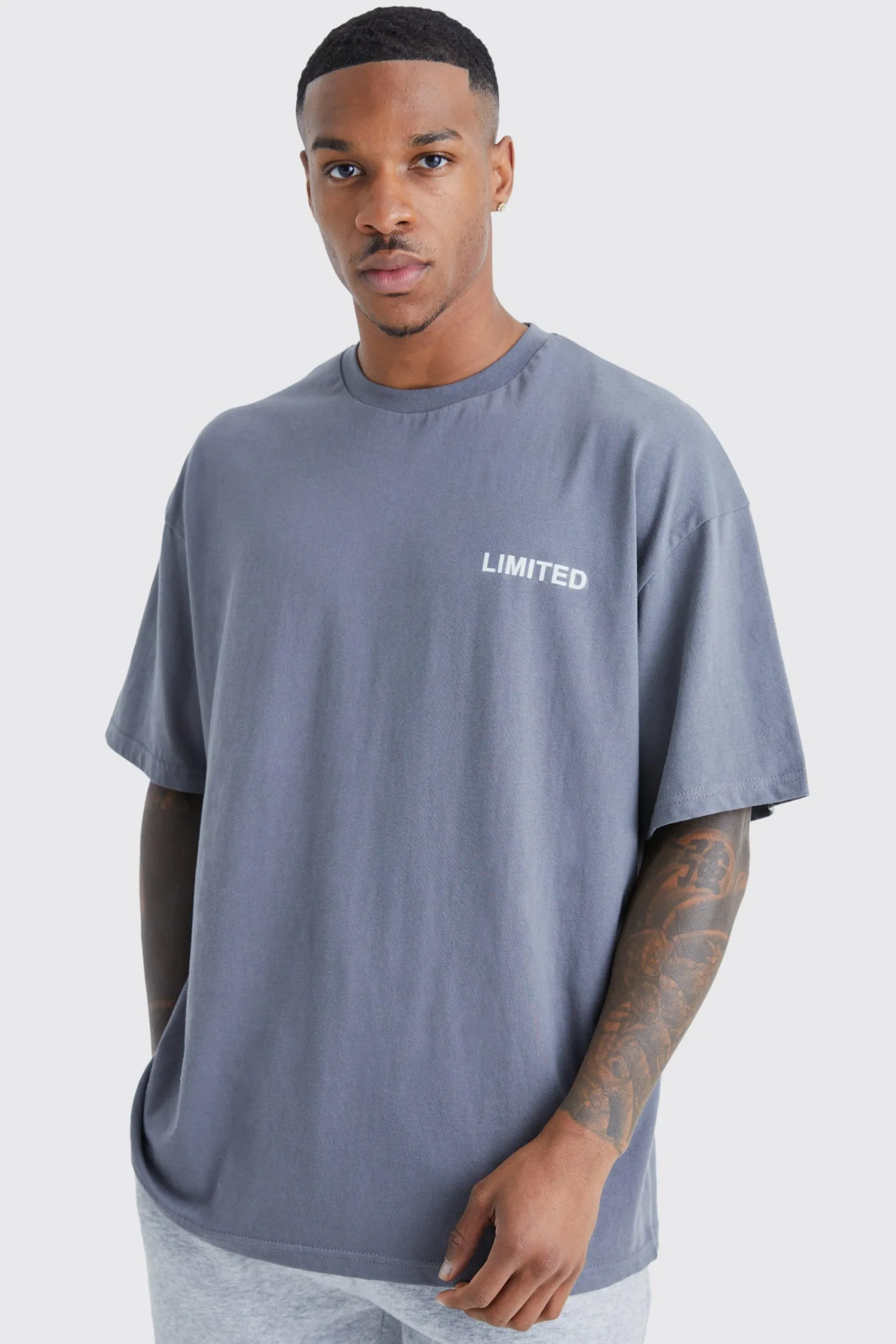 Oversized Raised Limited Text T-shirt | UK^boohooMAN New