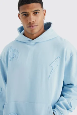 boohooMAN Oversized Raw Applique Hoodie | UK| Hoodies & Sweatshirts