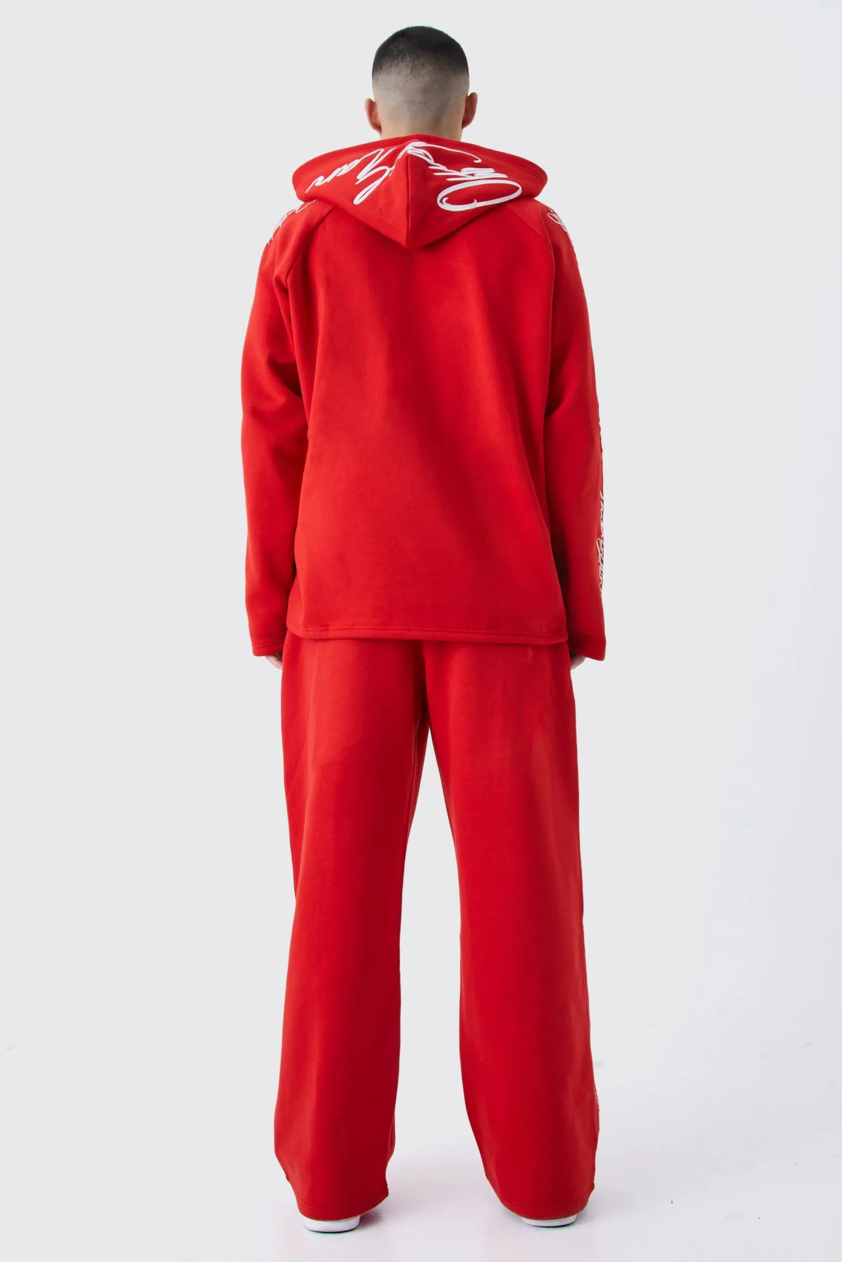 boohooMAN Oversized Raw Edge Script Embroide Hoodie | UK| Hoodies & Sweatshirts