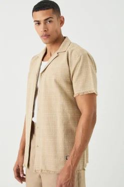 boohooMAN Oversized Raw Hem Boucle Shirt | UK| Shirts