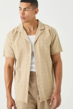 boohooMAN Oversized Raw Hem Boucle Shirt | UK| Shirts
