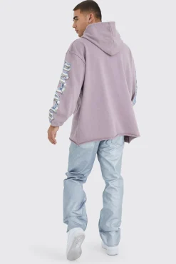 boohooMAN Oversized Raw Hem Washed Loopback Graphic Hoodie | UK| Hoodies & Sweatshirts