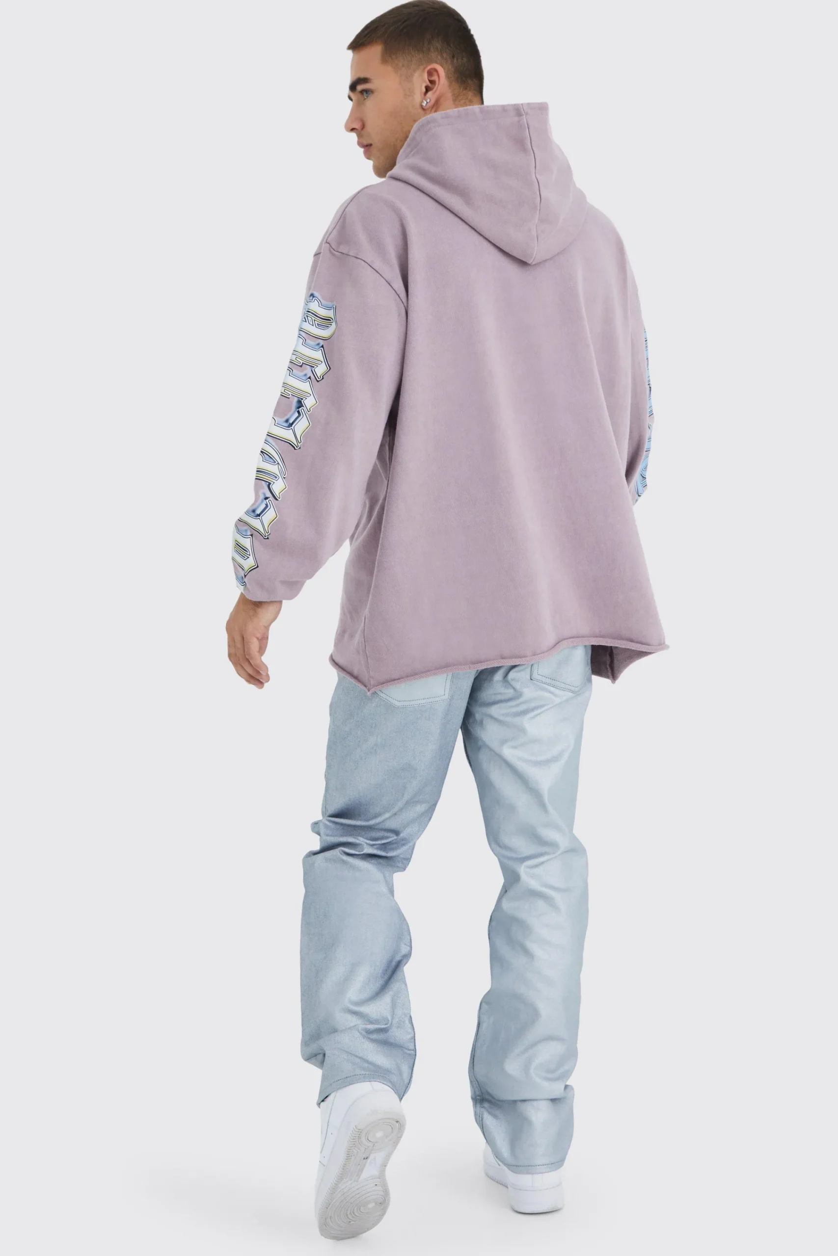 boohooMAN Oversized Raw Hem Washed Loopback Graphic Hoodie | UK| Hoodies & Sweatshirts