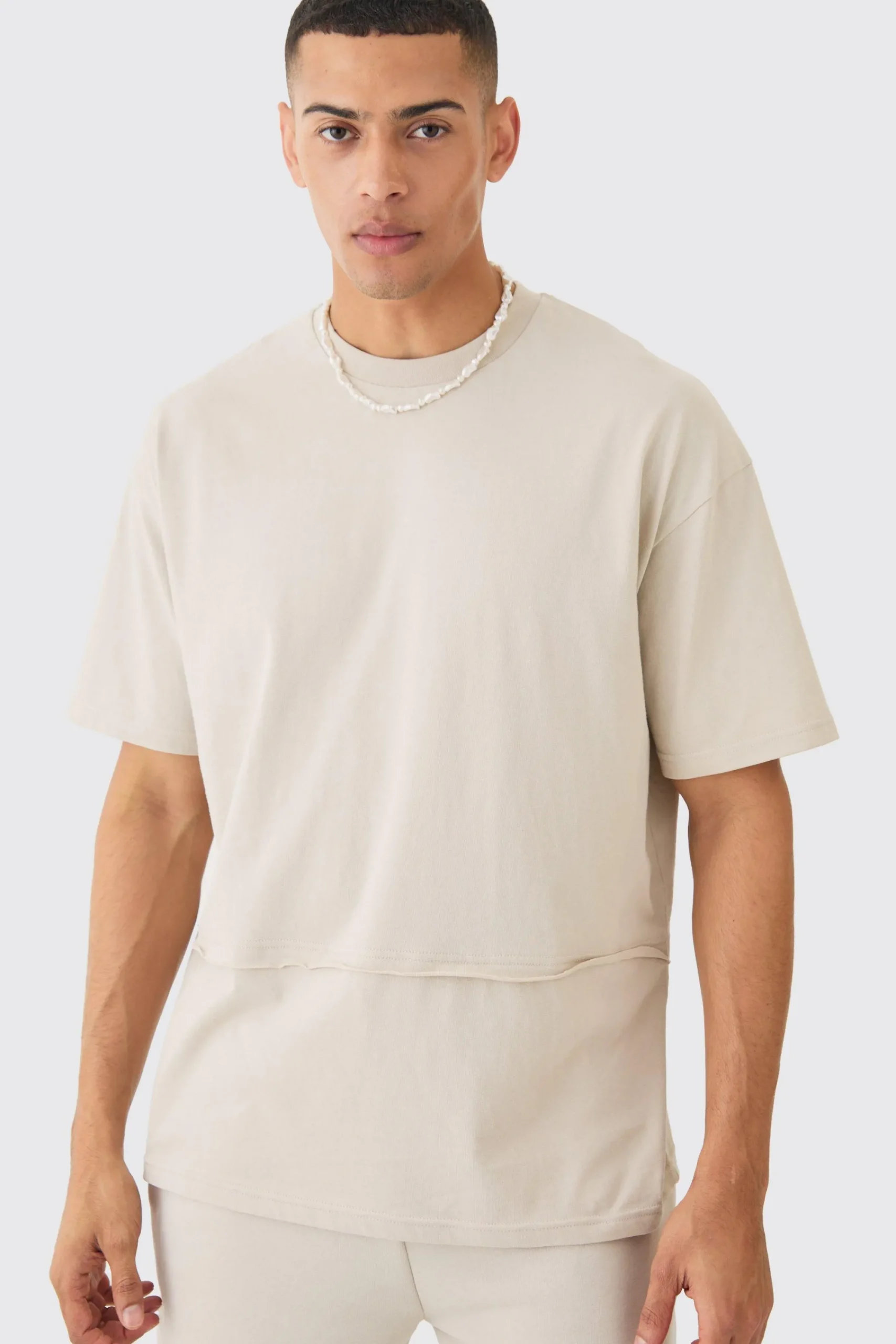 Oversized Raw Layer T-shirt | UK^boohooMAN Best
