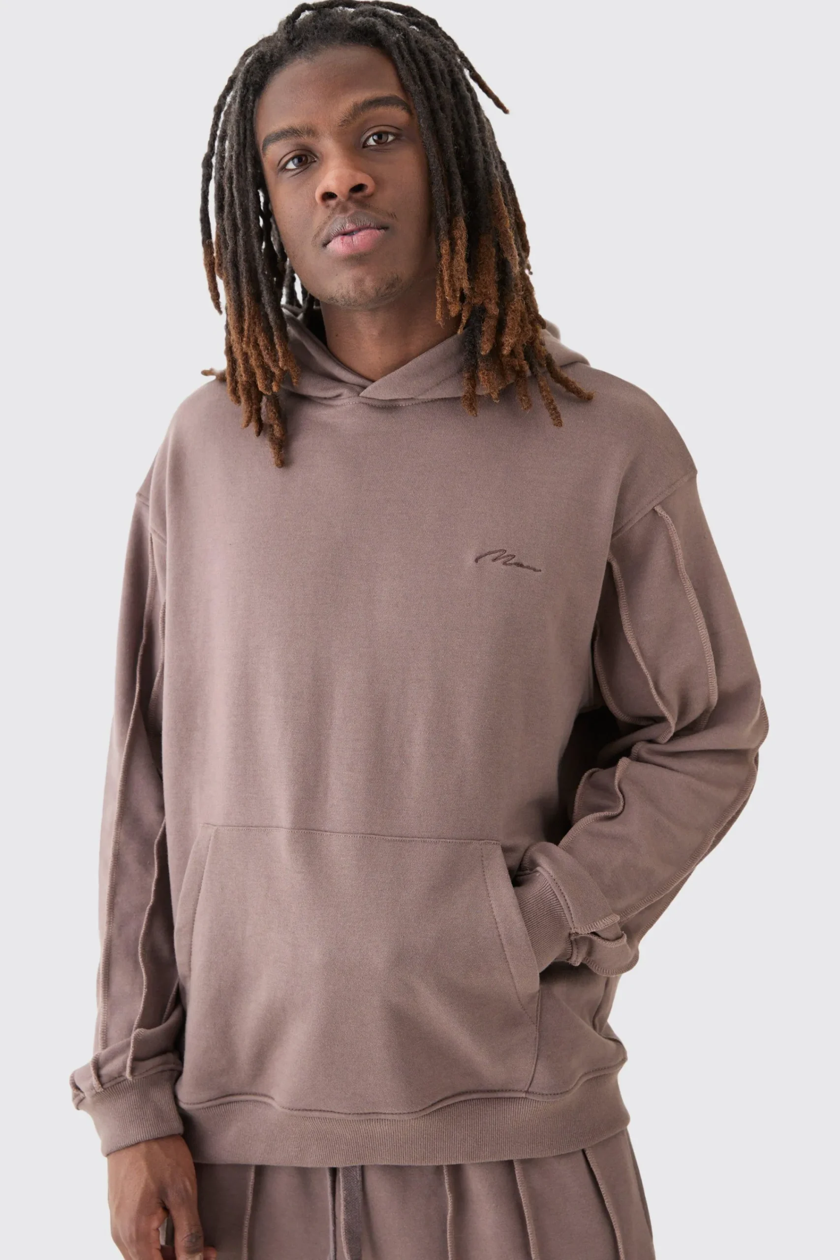 boohooMAN Oversized Raw Seam Man Signature Embroidered Hoodie | UK| Hoodies & Sweatshirts