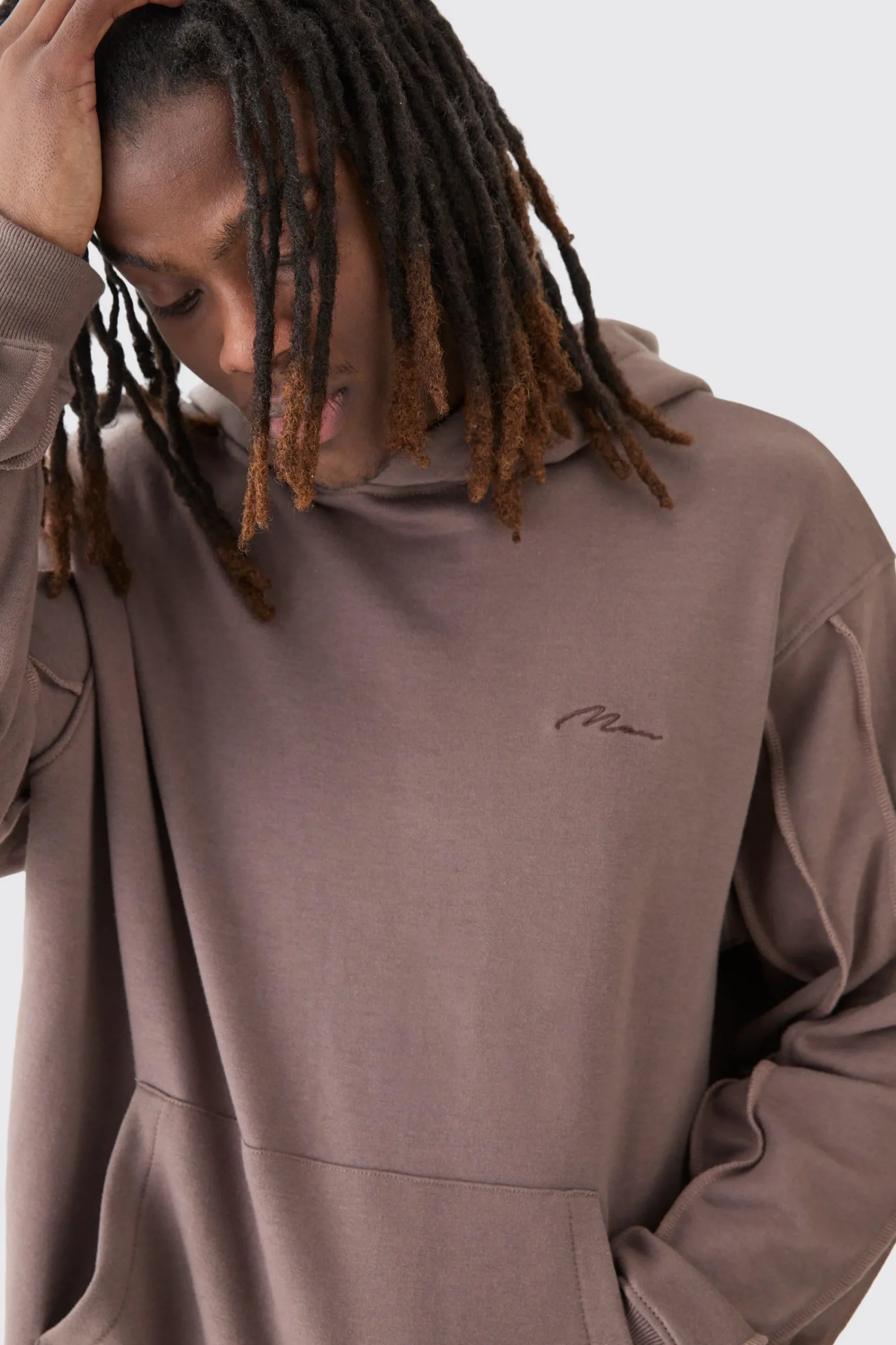 boohooMAN Oversized Raw Seam Man Signature Embroidered Hoodie | UK| Hoodies & Sweatshirts
