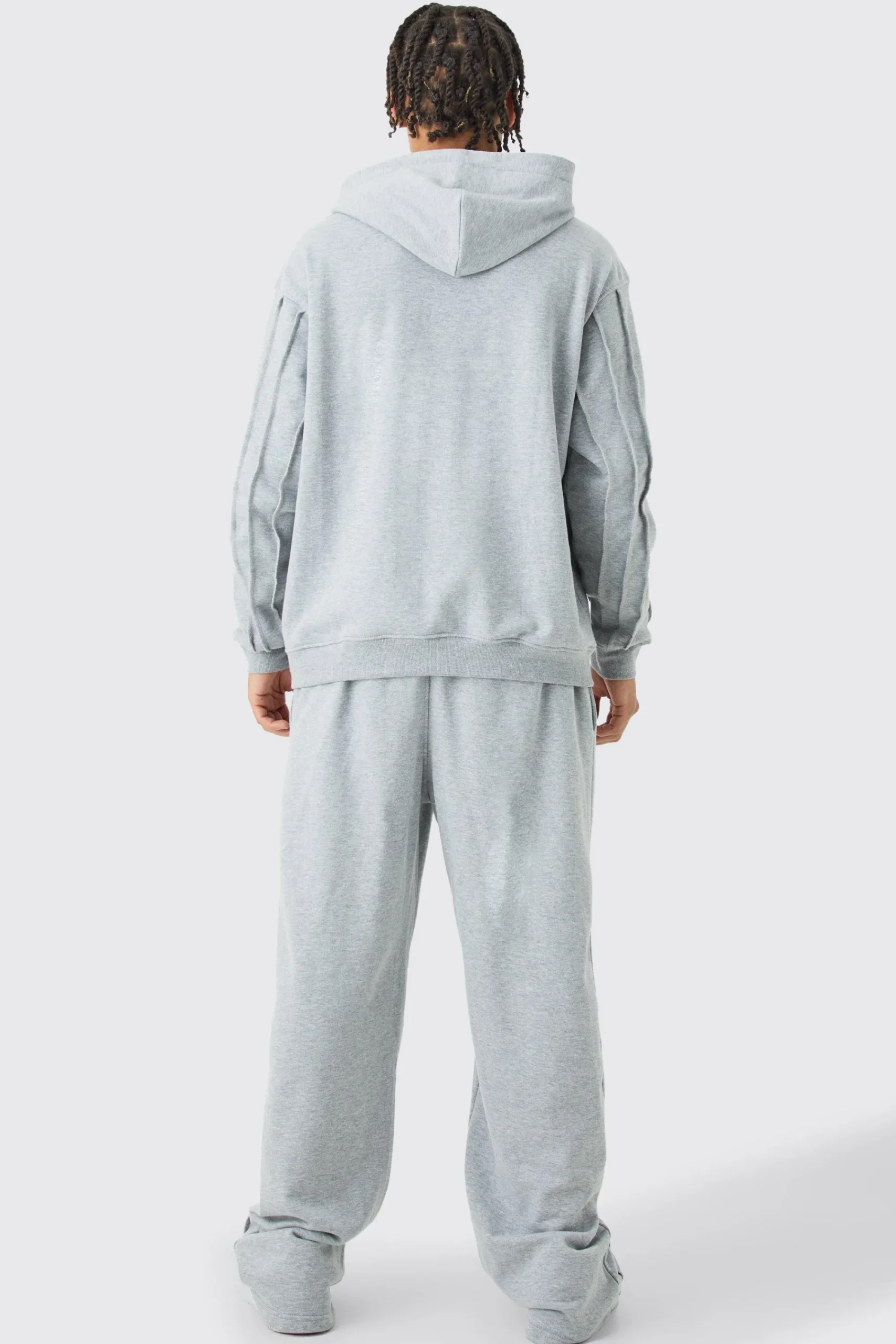 boohooMAN Oversized Raw Seam Man Sig Embroidered Hooded Tracksuit | UK| Tracksuits