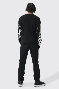 boohooMAN Oversized Renaissance Face Knit Jumper | UK| Knitwear