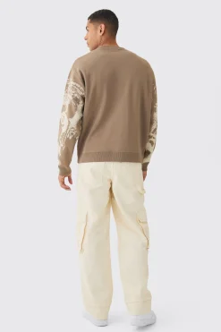 boohooMAN Oversized Renaissance Face Knit Jumper | UK| Knitwear