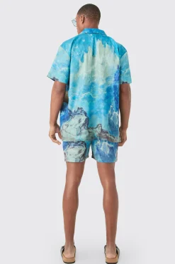 boohooMAN Oversized Renaissance Shirt & Swim Short Set | UK| Sets & Co-Ords