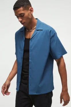 boohooMAN Oversized Revere Bengaline Shirt | UK| Shirts