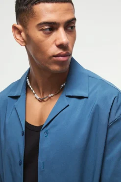 boohooMAN Oversized Revere Bengaline Shirt | UK| Shirts