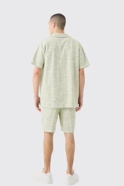 boohooMAN Oversized Revere Boucle Shirt & Short Set | UK| Sets & Co-Ords