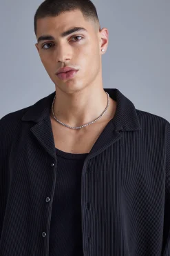 boohooMAN Oversized Revere Pleated Shirt And Short | UK| Sets & Co-Ords