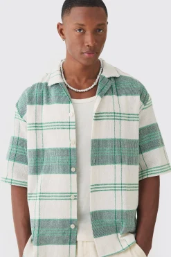 boohooMAN Oversized Revere Short Sleeve Check Shirt | UK| Shirts