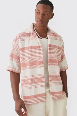 boohooMAN Oversized Revere Short Sleeve Stripe Shirt | UK| Shirts