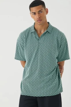 Oversized Revere Stripe Polo | UK^boohooMAN Outlet