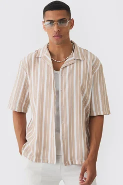 boohooMAN Oversized Revere Stripe Shirt | UK| Shirts