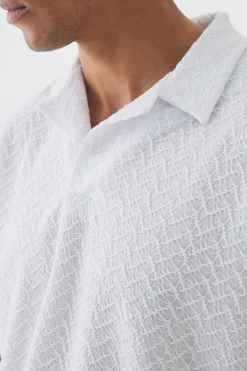 Oversized Revere Texture Polo | UK^boohooMAN Online