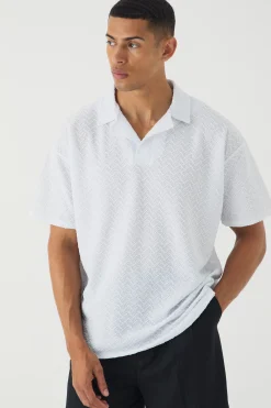 Oversized Revere Texture Polo | UK^boohooMAN Best