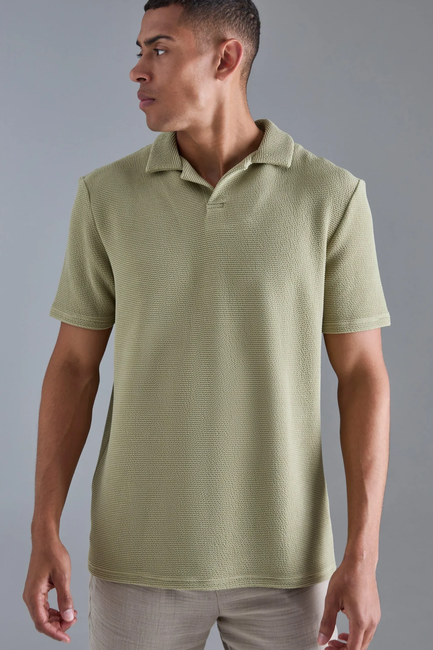 Oversized Revere Textured Polo | UK^boohooMAN New