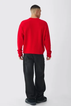 boohooMAN Oversized Reverse Knit Halloween Jumper | UK| Knitwear