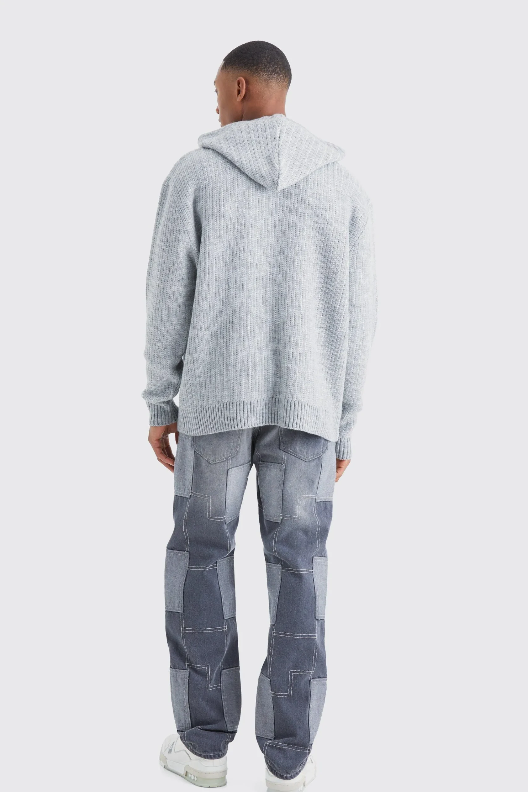 boohooMAN Oversized Ribbed Knit Hoodie | UK| Knitwear