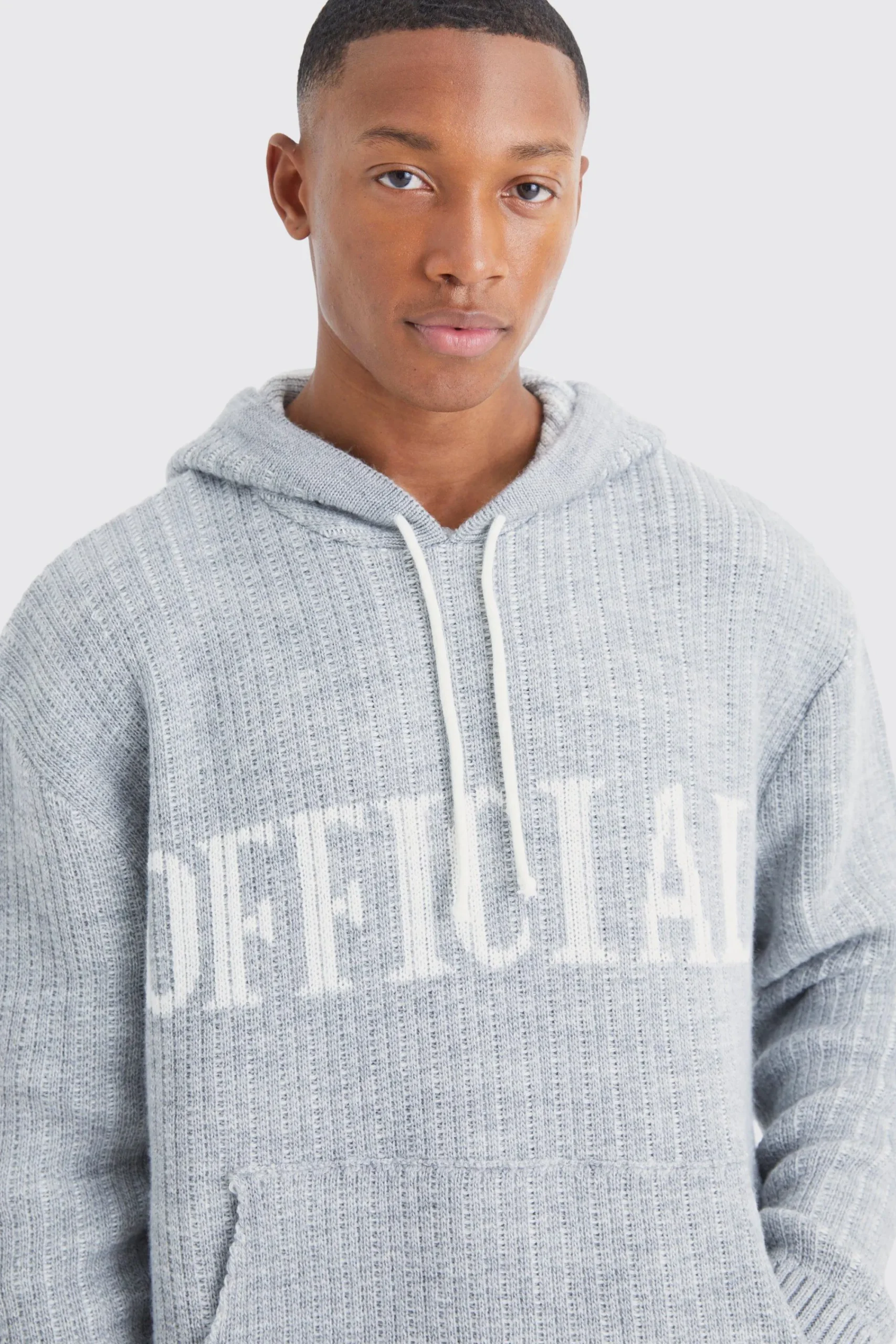 boohooMAN Oversized Ribbed Knit Hoodie | UK| Knitwear