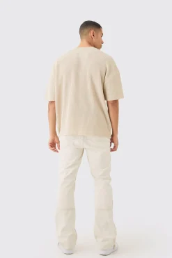 boohooMAN Oversized Ribbed Knit T-shirt | UK| Sets & Co-Ords