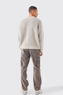 boohooMAN Oversized Ribbed Knitted Crew Neck Jumper | UK| Knitwear