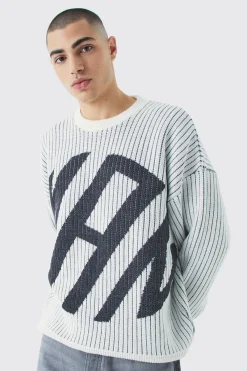 boohooMAN Oversized Ribbed Knitted Crew Neck Jumper | UK| Knitwear
