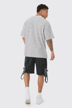 Oversized Ribbed Striped T-shirt | UK^boohooMAN Discount
