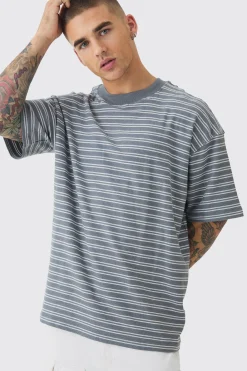 Oversized Ribbed Striped T-shirt | UK^boohooMAN Best