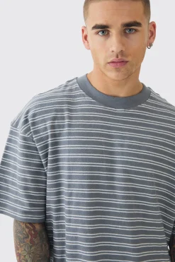 Oversized Ribbed Striped T-shirt | UK^boohooMAN Best
