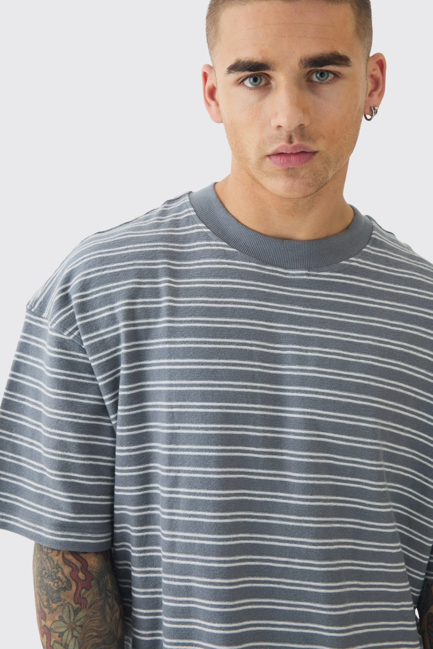 Oversized Ribbed Striped T-shirt | UK^boohooMAN Best