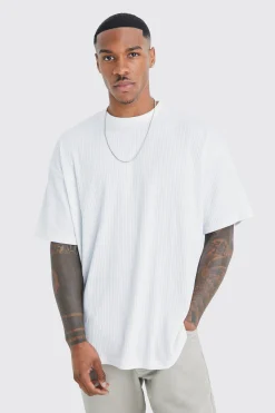 Oversized Ribbed T-shirt | UK^boohooMAN New