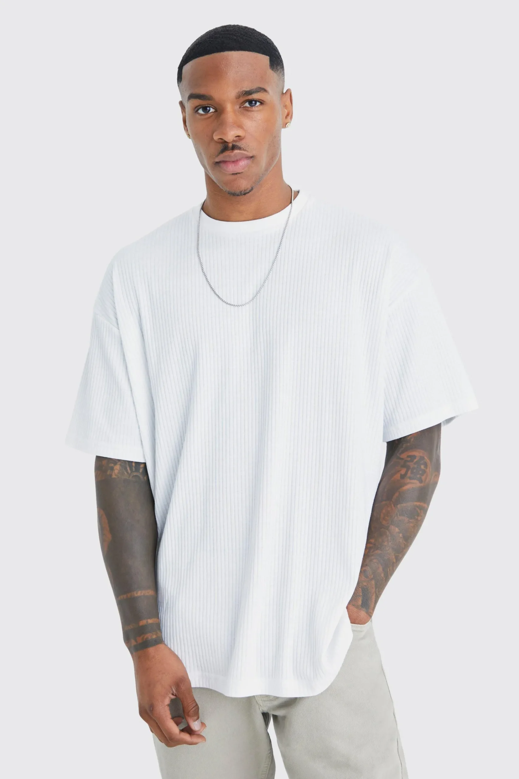 Oversized Ribbed T-shirt | UK^boohooMAN New