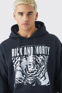boohooMAN Oversized Rick And Morty Monochrome License Hoodie | UK| Hoodies & Sweatshirts