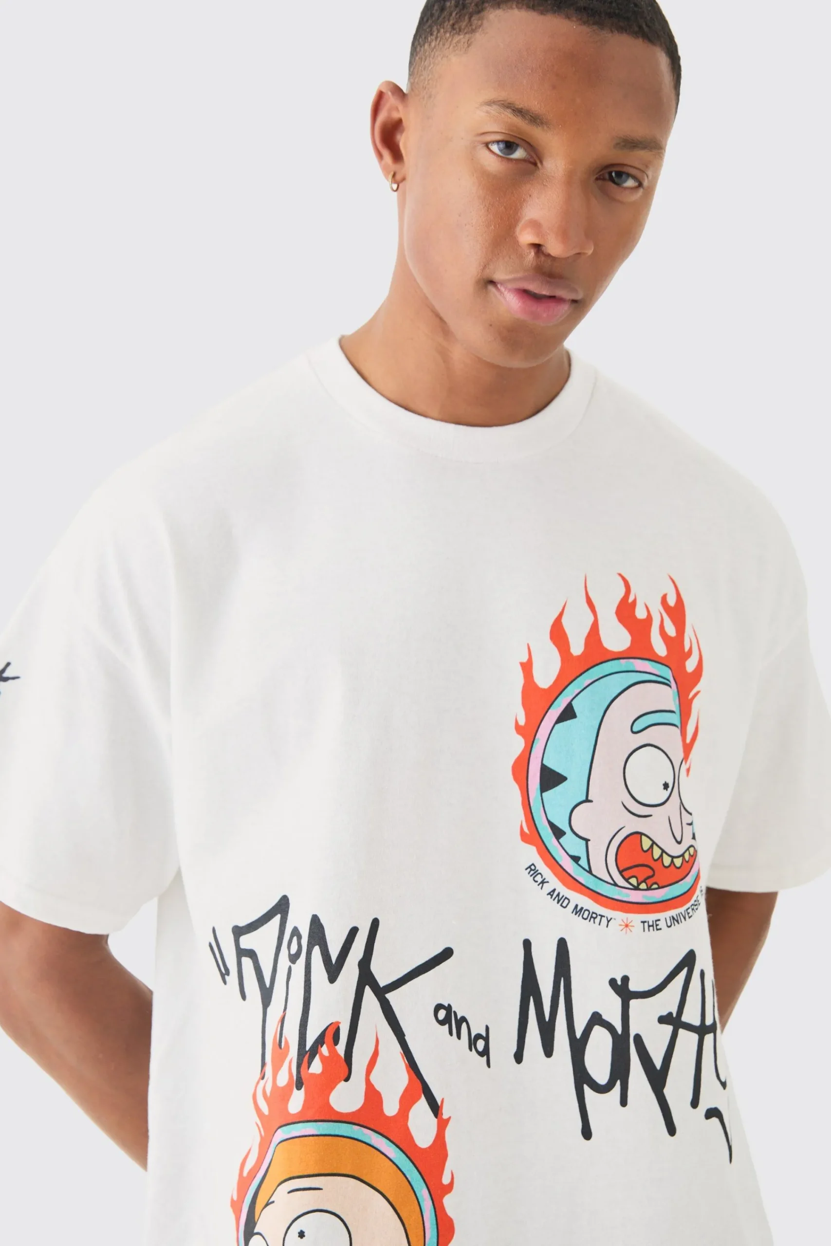 Oversized Rick And Morty Cartoon License T-shirt | UK^boohooMAN New