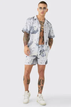 boohooMAN Oversized Ripstop Camo Shirt & Short Swim Short Set | UK| Sets & Co-Ords