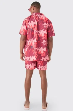 boohooMAN Oversized Ripstop Graffiti Shirt & Mid Swim Short Set | UK| Sets & Co-Ords