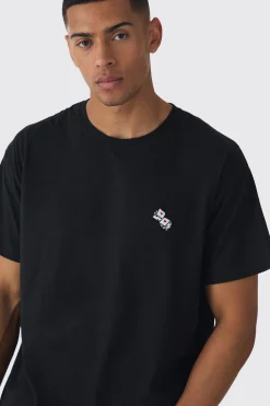 Oversized Rolling Dice Embroidered T-shirt | UK^boohooMAN Clearance