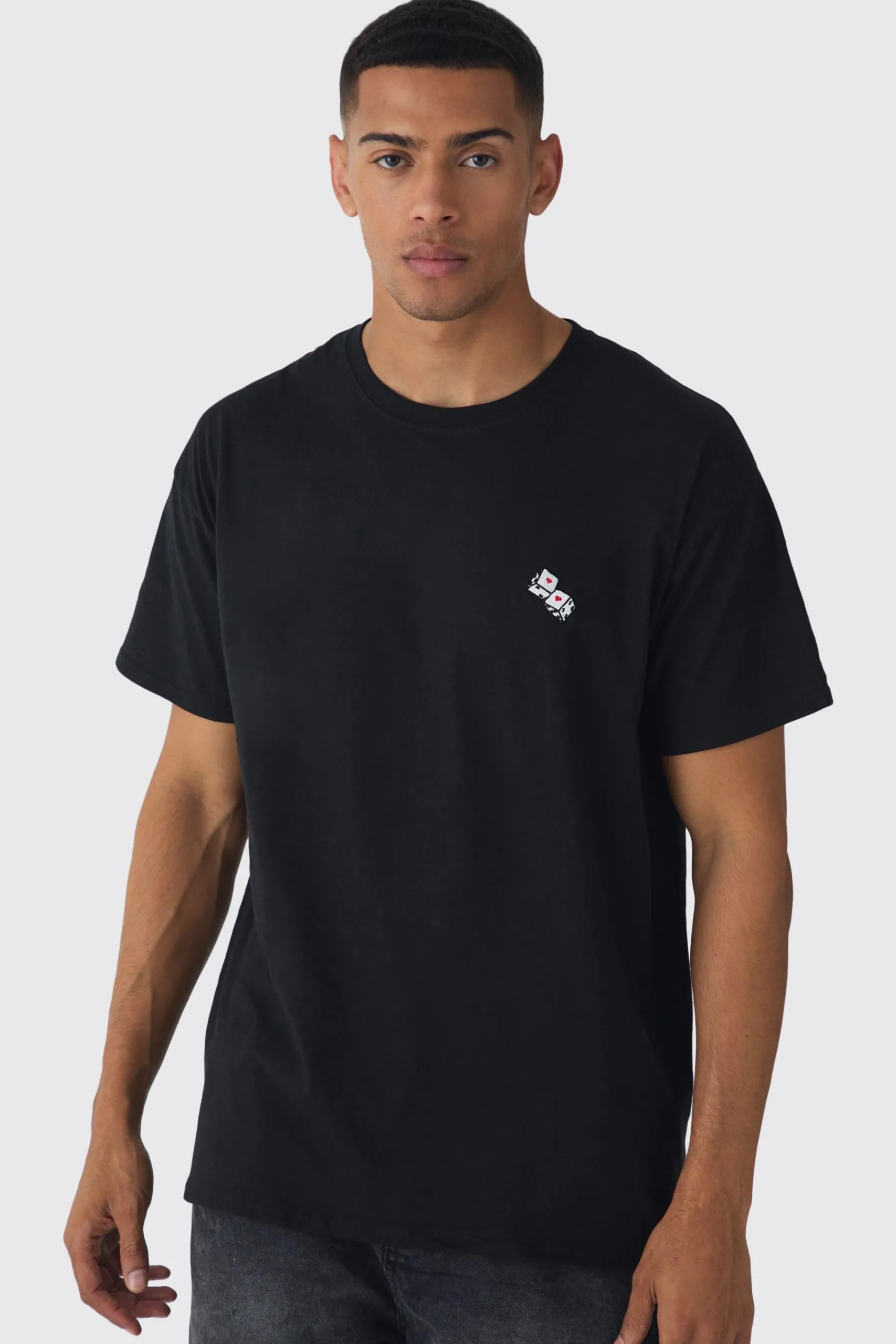 Oversized Rolling Dice Embroidered T-shirt | UK^boohooMAN Clearance