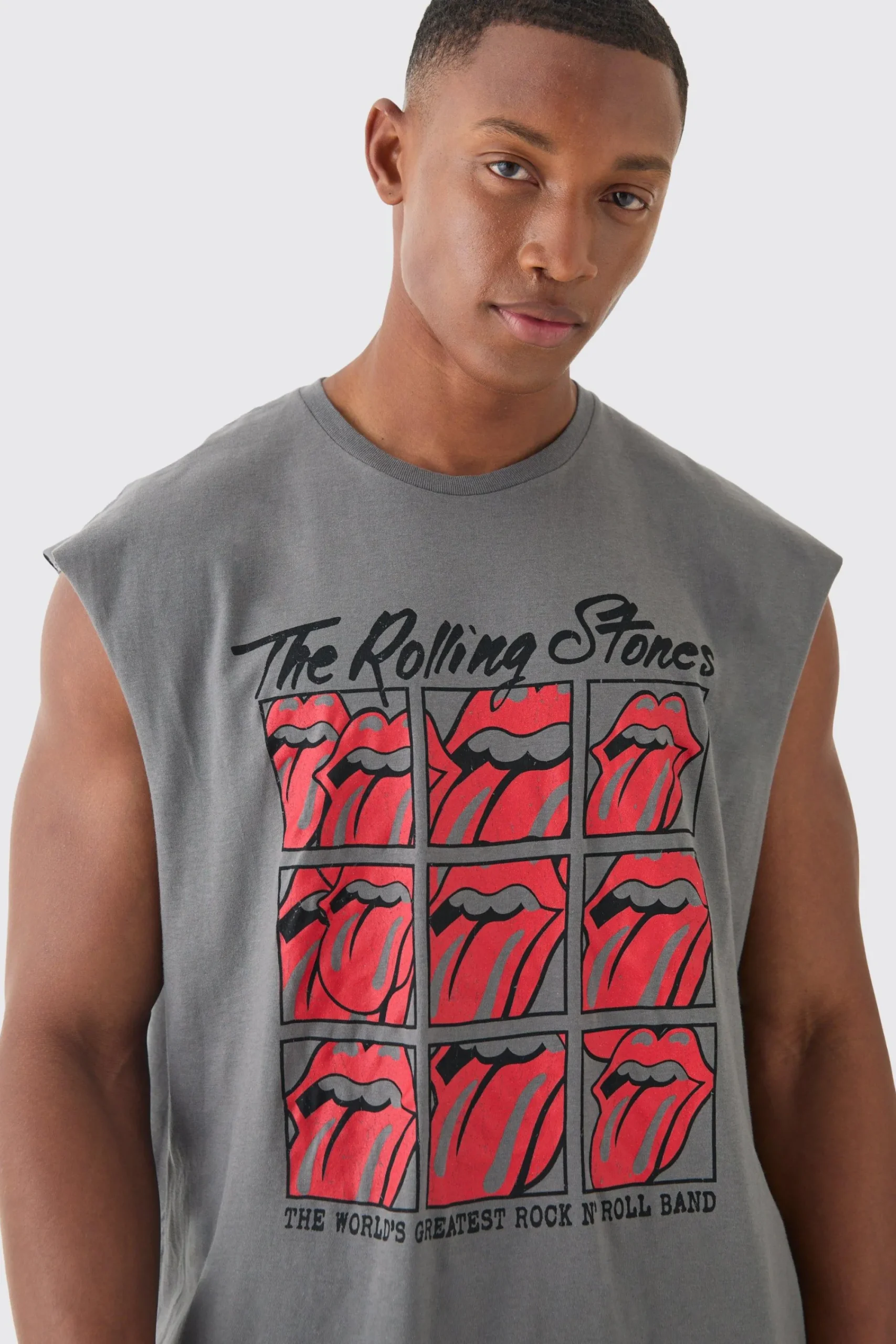 Oversized Rolling Stones License Tank | UK^boohooMAN Discount