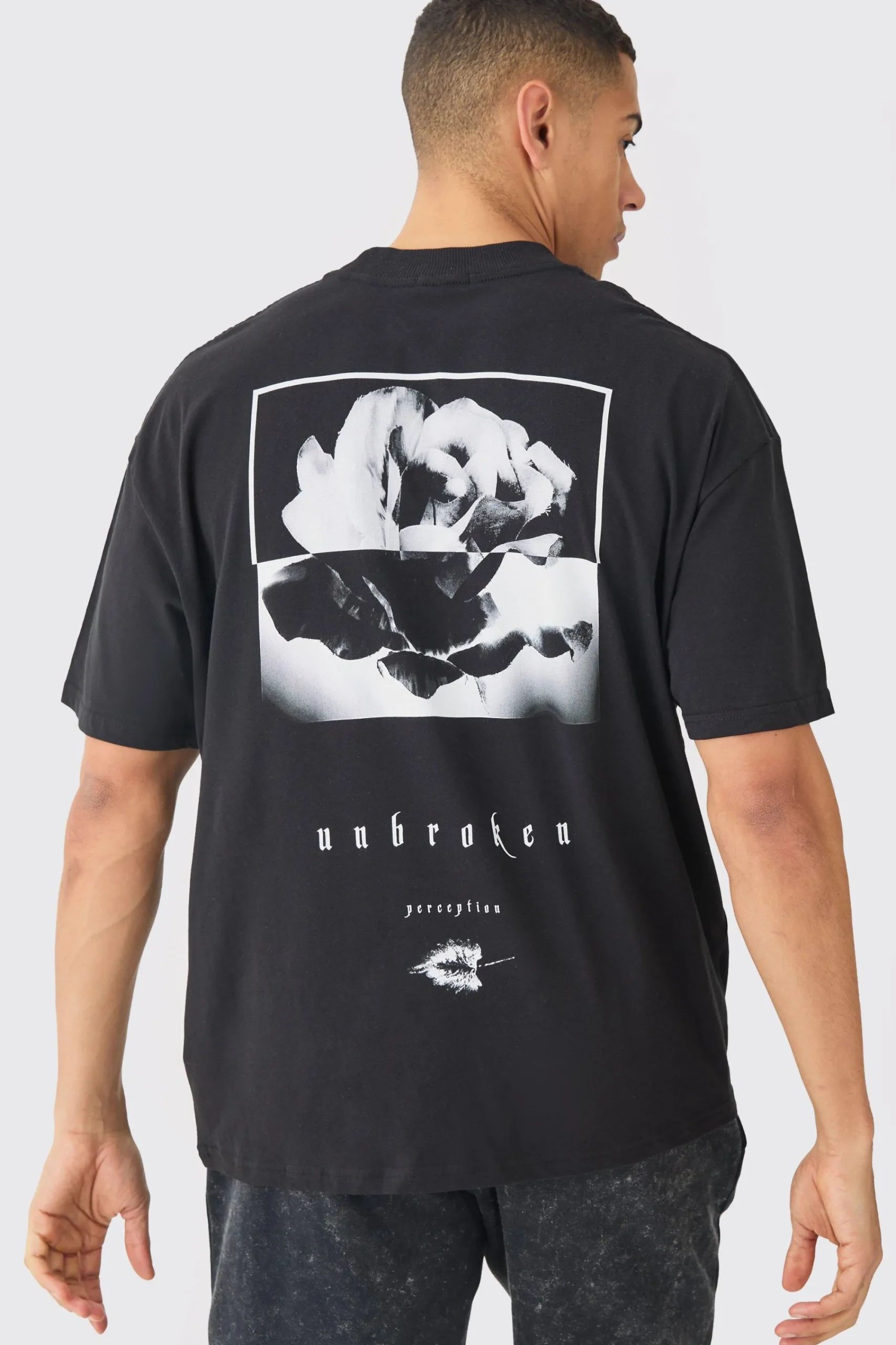 Oversized Rose Print T-shirt | UK^boohooMAN Outlet